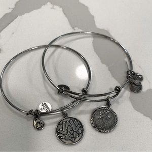 Alex and Ani charm bangles. Lotus peace petals + cross. $4.99 shipping.